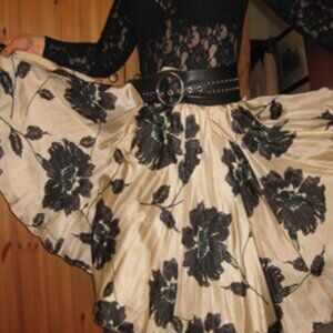 DKNY crinkled silk flower skirt